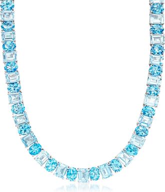 Ross-Simons Swiss and Sky Blue Topaz Necklace in Sterling Silver