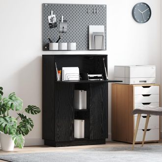 Berkfield Home Black Oak Writing Desk Black Oak Engineered Wood Medium Sturdy