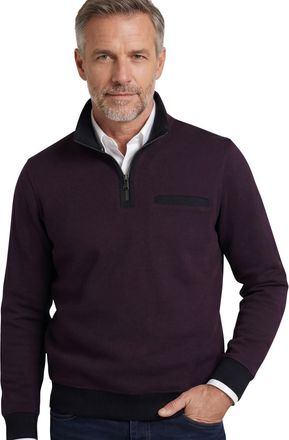 Casamoda Casa Moda half zip trui premium cotton aubergine met borstzak