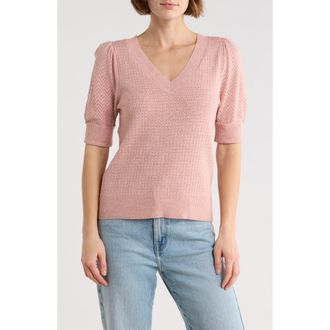 Daniel Rainn Pointelle Stitch Sweater in New Pink at Nordstrom Rack, Size X-Small