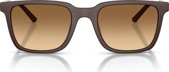 Oliver Peoples x Roger Federer Mr. Federer 55mm Polarized Rectangular Sunglasses in Brown /Saddle Gradient at Nordstrom
