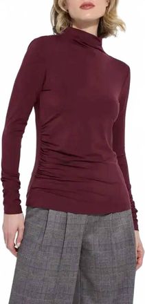 Lyss&eacute; Ruched Funnel Neck Top In Dark Plum