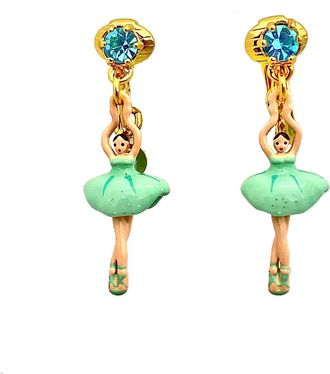 Les N&eacute;r&eacute;ides Mini Pas De Deux Mini Ballerina And Pearl Clip-on Earrings