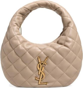 Saint Laurent Baby Icare Quilted Leather Hobo Bag in Dark Beige at Nordstrom