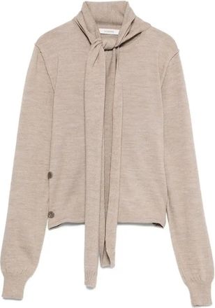 Christophe Lemaire Tied-Neck Button-Detail Top - Womens - Wool/Acrylic