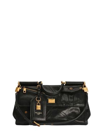 Dolce & Gabbana Borsa My Sicily media in pelle di vitello con patch biker Dolce & Gabbana