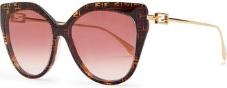 Fendi Baguette Oversized Cat-eye Sunglasses - Brown Havana