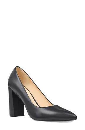Nine West Astoria Pump in Black Leather at Nordstrom, Size 9.5
