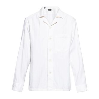 Tom Ford Formal Shirts, male, White, Size: XL Herringbone Stripe Pajama Overshirt