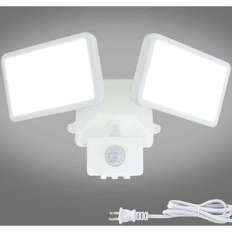 OEM Luz Exterior Con Sensor De Movimiento, 20 W, 6000 K, Luces De Seguridad Enchufables, 2 Cabezales Ajustables, Ip65, Resistente Al Agua, Luz De Inundaci