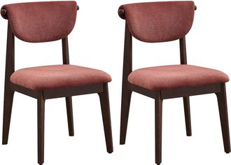 Vente-Unique Conjunto de 2 sillas en tela texturizada y madera de hevea - Marr&oacute;n - GABIEL