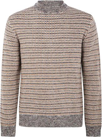 Zanone Trui met Ronde Hals en Slim Fit Pasvorm - Heren - Ronde hals truien - Beige - S - Wol - Truien & Vesten
