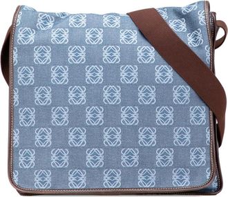 Loewe Pre-owned Cross Body Bags, female, Blue, Size: ONE SIZE Pre-owned Printed Shoulder Bag with Adjustable Strap