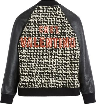 Valentino Garavani Tweed bomberjack met Chez-patch - Zwart