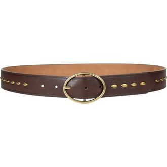 Linea Pelle Oval Studded Belt in Dark Brown at Nordstrom Rack, Size X-Large