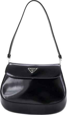 Prada Cleo Flap Shoulder Bag Spazzolato Leather Small hobo bag - women - Calf Leather - One Size - Black