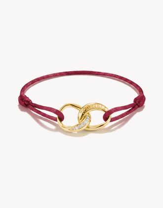 Thomas Sabo bracciale in tessuto rosso con zirconi bianchi in oro, bianco, rosso