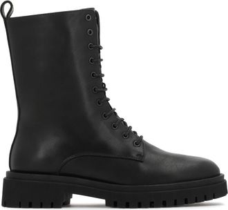 Kazar Klassieke zwarte laarzen op een klavertjeszool - Dames - Veterlaarzen - Zwart - 35 EU - Leer - Schoenen