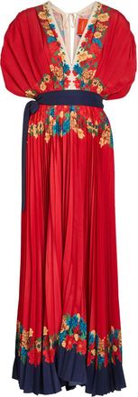 La DoubleJ LA Double J Accordion Floral-print Crepe Maxi Dress - Red - Xxl (UK18 / Xxl)