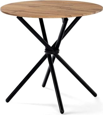 Urban Meuble Mesa de comedor 80*80 redonda efecto madera patas cruzadas redondas