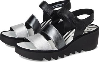 FLY London BEXY575FLY Womens Sandals Silver/Graph/Black : EU 41 (US Womens 10-10.5) M, Leather