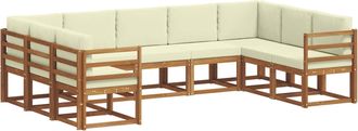 vidaXL Conjunto De Sof&aacute;s De Exterior 9 Uds. Natural Y Crema Vidaxl