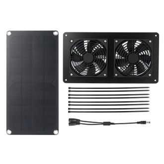 OEM Kit De Panel De Ventilaci&oacute;n Solar Doble De 10 W, Resistente Al Agua Para Gallineros, Invernaderos, Refugios, Establos Y Extracci&oacute;n De Ventanas