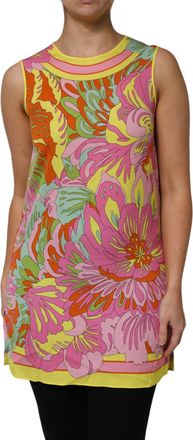 Dolce & Gabbana Womens Multicolor Floral Roundneck Sleeveless Top Silk Elastane
