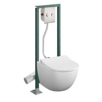 Vitra Pack De Inodoro Suspendido Vitra Sento Sin Reborde En Blanco Mate + Asiento De Inodoro Con Cierre Amortiguado + Estructura Autoportante Presto + Placa