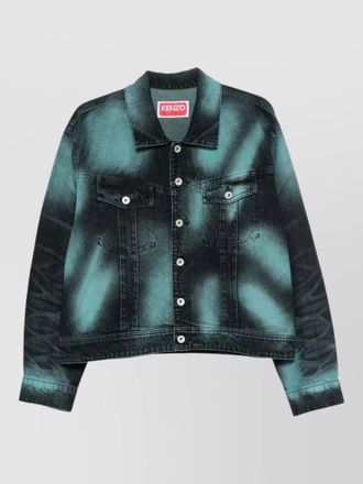 Kenzo blazer chest pockets distressed nylon silk