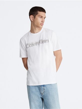 Calvin Klein Mens Faded Logo Crewneck T-Shirt - White - XS