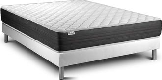 VITALIT Somier blanco + colch&oacute;n con espuma viscoel&aacute;stica 140 x 190
