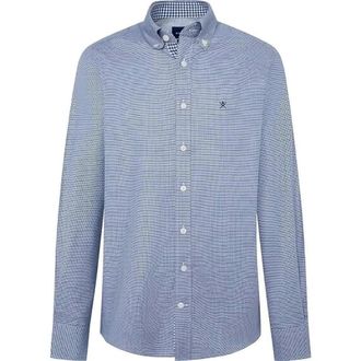 Hackett Overhemden, Heren, Blauw, M, Brushed Puppytooth Shirt