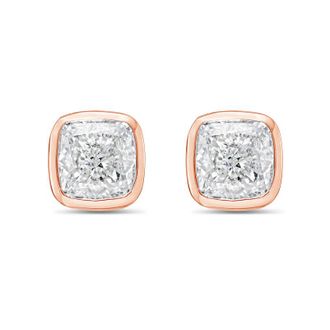 Diana M. Jewels 14KT ROSE GOLD LAB GROWN CUSHION CUT STUDS IN A BEZEL SETTING WEIGHING 2.00 CTS TW
