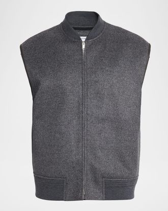Bottega Veneta Men & apos;s Leather Trim Double-Face Wool Gilet