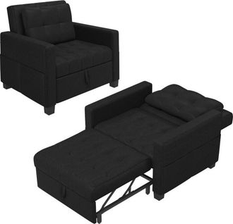 Yaheetech Divano Letto 3 in 1 Imbottito Divano Singolo con Schienale Regolabile Divano a 1 Posto per Soggiorno Camera da Letto Poltrona Pieghevole Ufficio