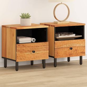vidaXL Vidaxl - Mesitas De Noche 2 Uds Madera Maciza De Acacia 40x33x46 Cm