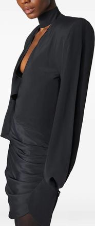 MUGLER padded-shoulder high-neck mini dress - Black