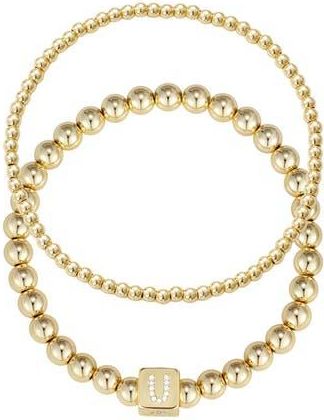 Adornia Set of 2 Gold Plated Stretch Bracelets in Gold-U at Nordstrom Rack