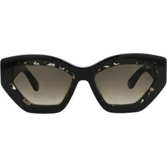 Philipp Plein 55mm Cat Eye Sunglasses in Black Black Green at Nordstrom Rack