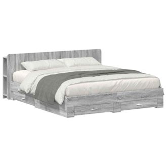 vidaXL Telaio Del Letto Con Storage Sonoma Grigio 200 X 200 Cm Vidaxl
