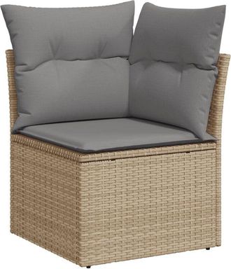 vidaXL Sill&oacute;n De Esquina De Jard&iacute;n Con Cojines Rat&aacute;n Sint&eacute;tico Beige Vidaxl