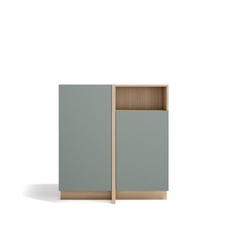 HERDASA Herdasa, Aparador Soho, 2 Puertas Con 1 Hueco Visible, En Melamina, 94x87x27cm, Nogal Claro Y Verde