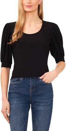 CeCe by Cynthia Steffe Puff Sleeve Sweater in Rich Black at Nordstrom, Size Medium