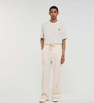 Sandro Wide-leg elasticated cotton trousers