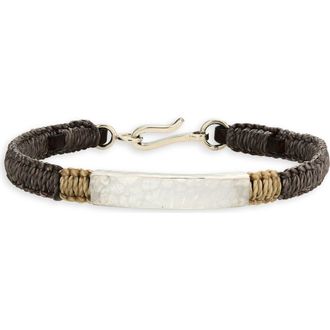Caputo & Co. Mens Macrame Hammered ID Bracelet in Grey Combo at Nordstrom