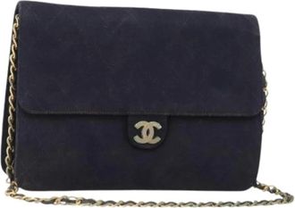 Chanel Pre-owned Cross Body Bags, female, Blue, Size: ONE SIZE Pre-owned Cotton Shoulder Bag