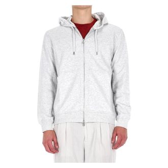 Brunello Cucinelli Brunello Cucinelli, Zip-throughs, male, Gray, Size: M Felpa full zip con cappuccio in cotone