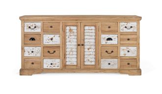 Giner&Colomer Aparador r&uacute;stico en madera maciza de mindi con 12 cajones y 2 puertas