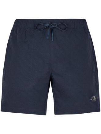 Moose Knuckles Dark Blue Swim Shorts with Logo Patch